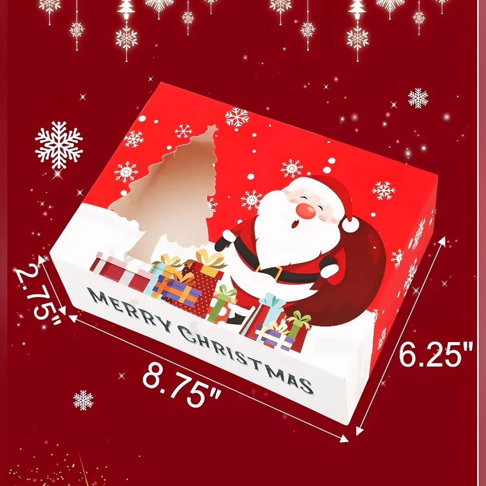 24PCS Christmas Cookie Boxes for Gift Giving,‎ with Window, for Mini Cake Pastry